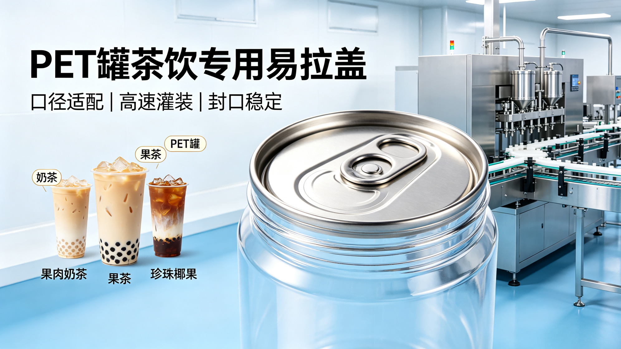 适配PET罐体，茶饮罐装专用易拉盖兼容性强