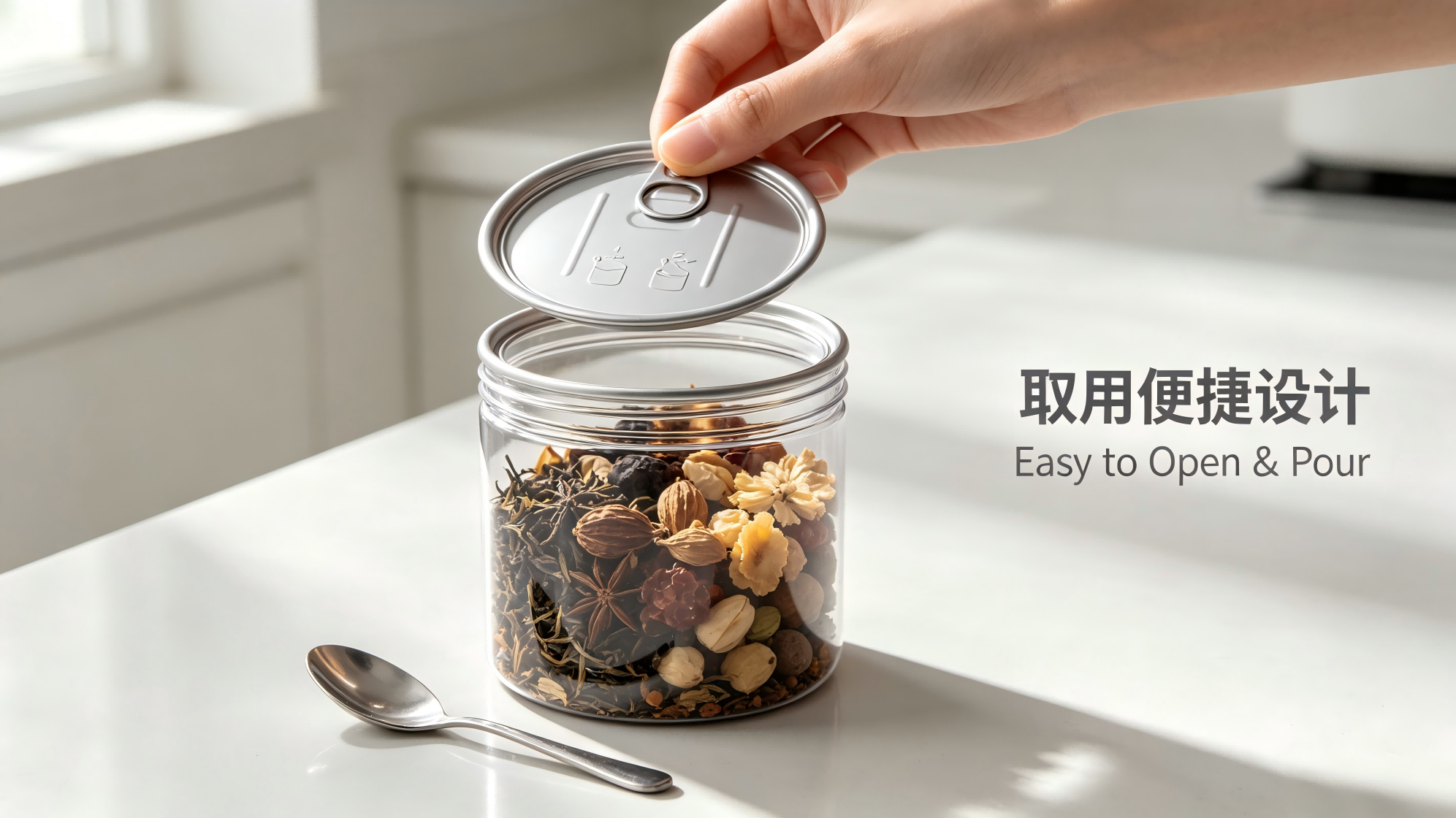 全开易拉盖PET瓶 干货取用便捷化设计