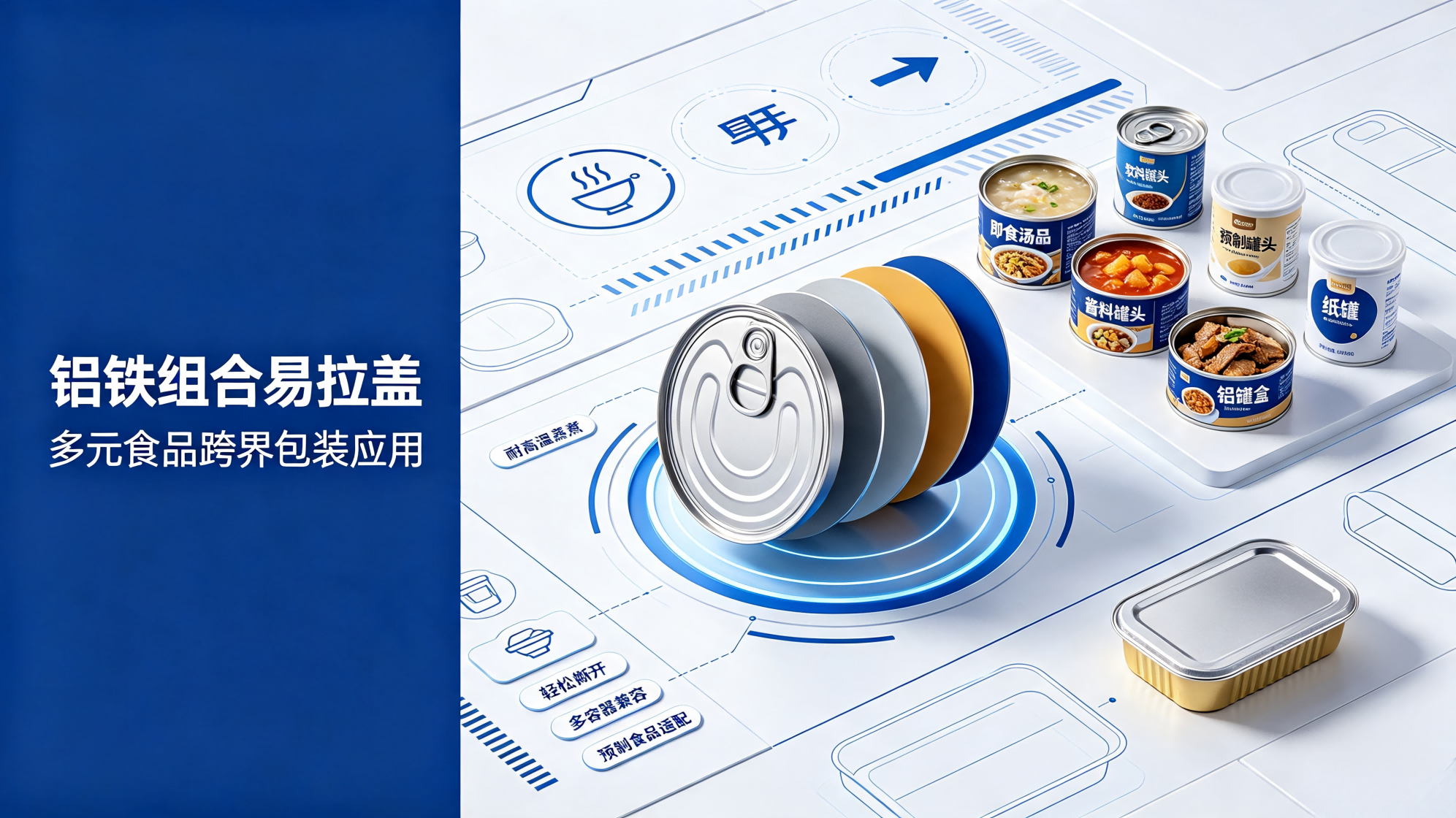 铝铁组合易拉盖,多元食品跨界包装应用