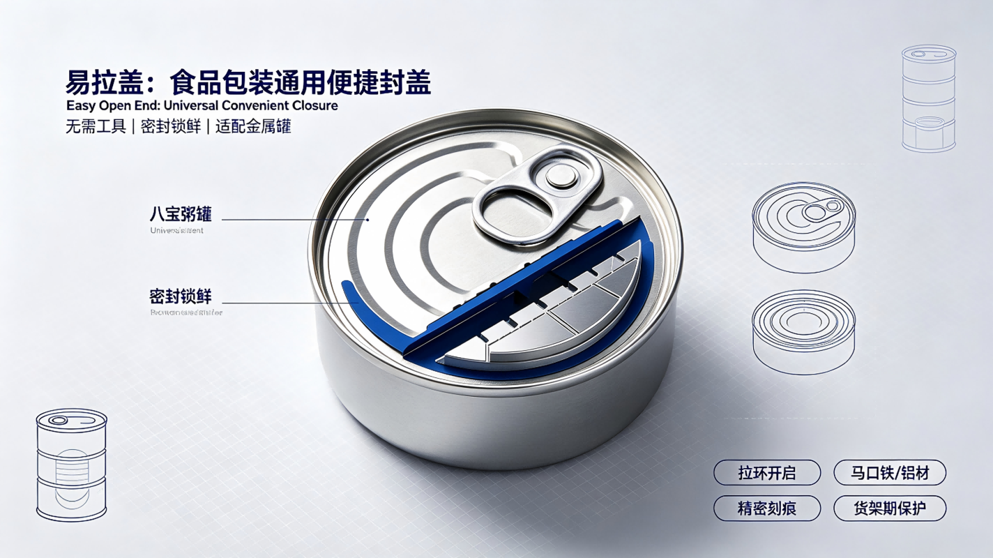 易拉盖，食品包装通用便捷封盖