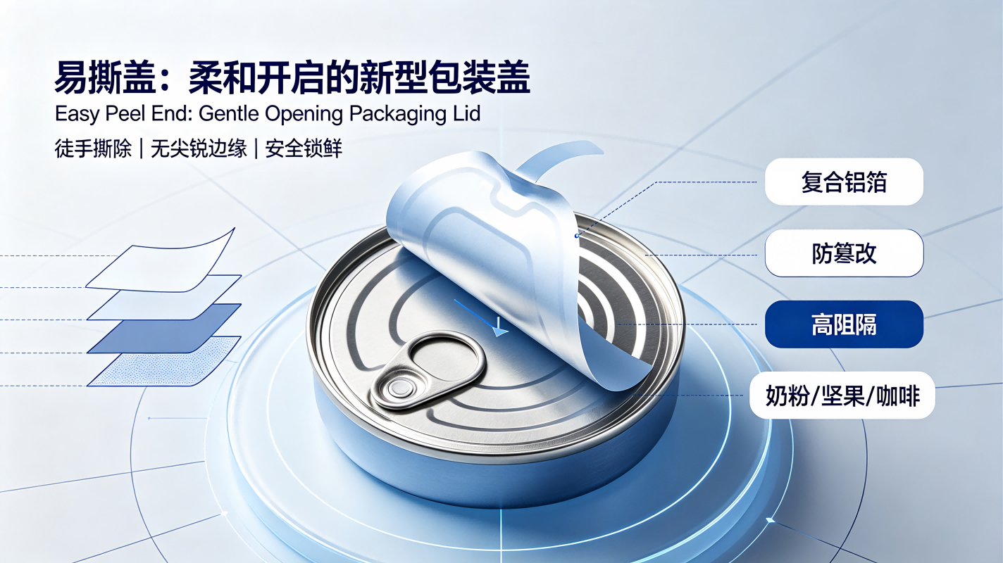 易撕盖，柔和开启的新型包装盖